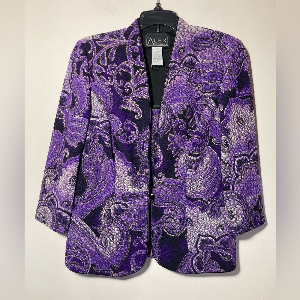 Alex Evenings Sleeveless Top With One Button Jacket Set Sparkly Size Small EUC